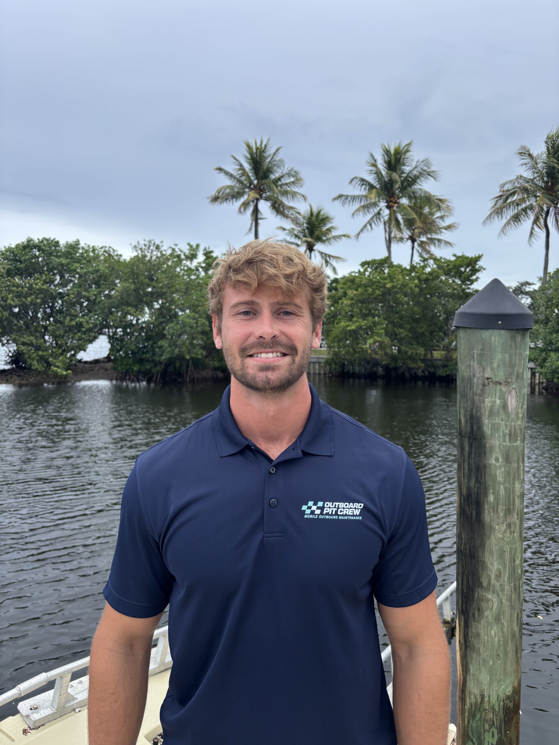 Conner with Outboard Pit Crew at a South Florida dock